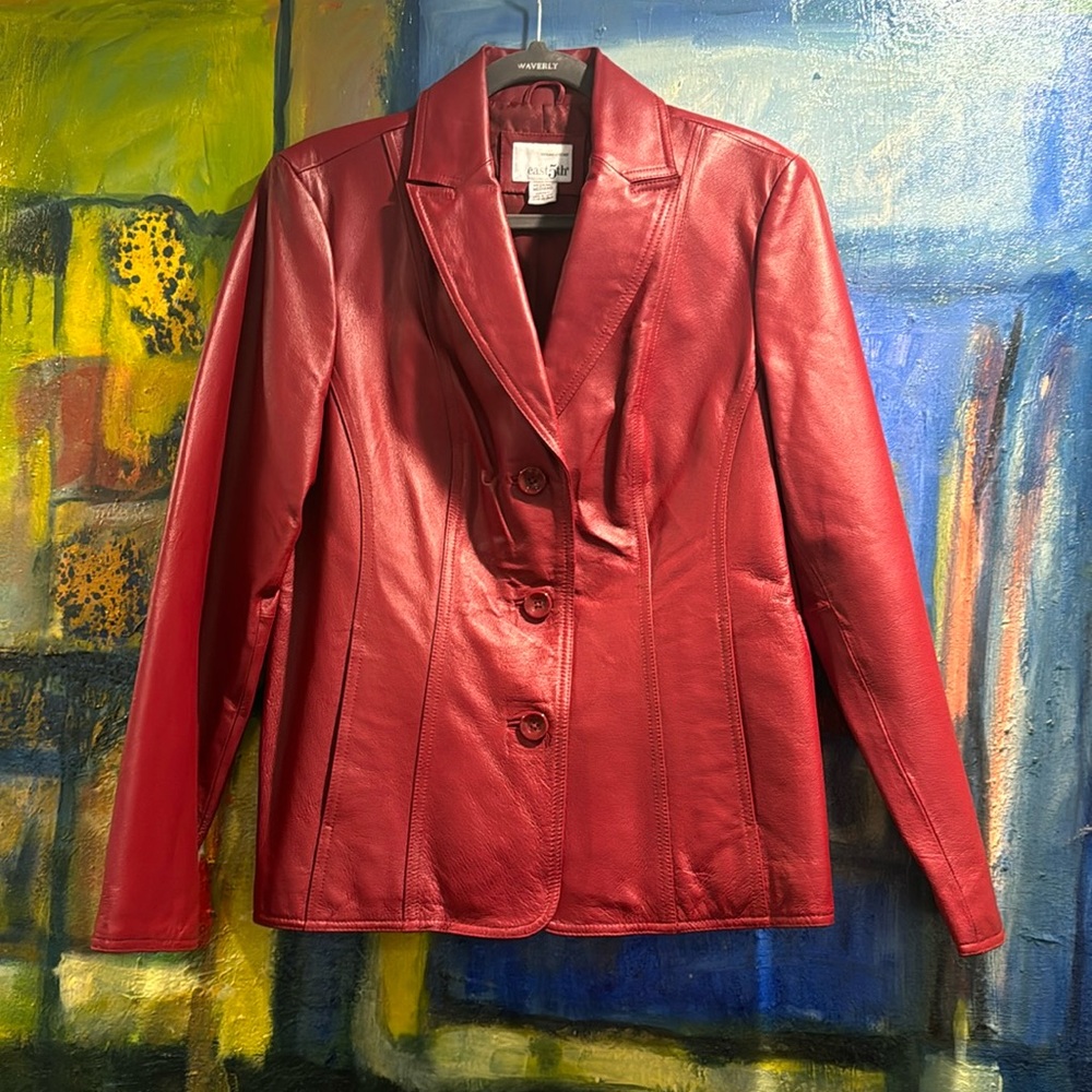 East 5th vintage leather jacket in red size medium